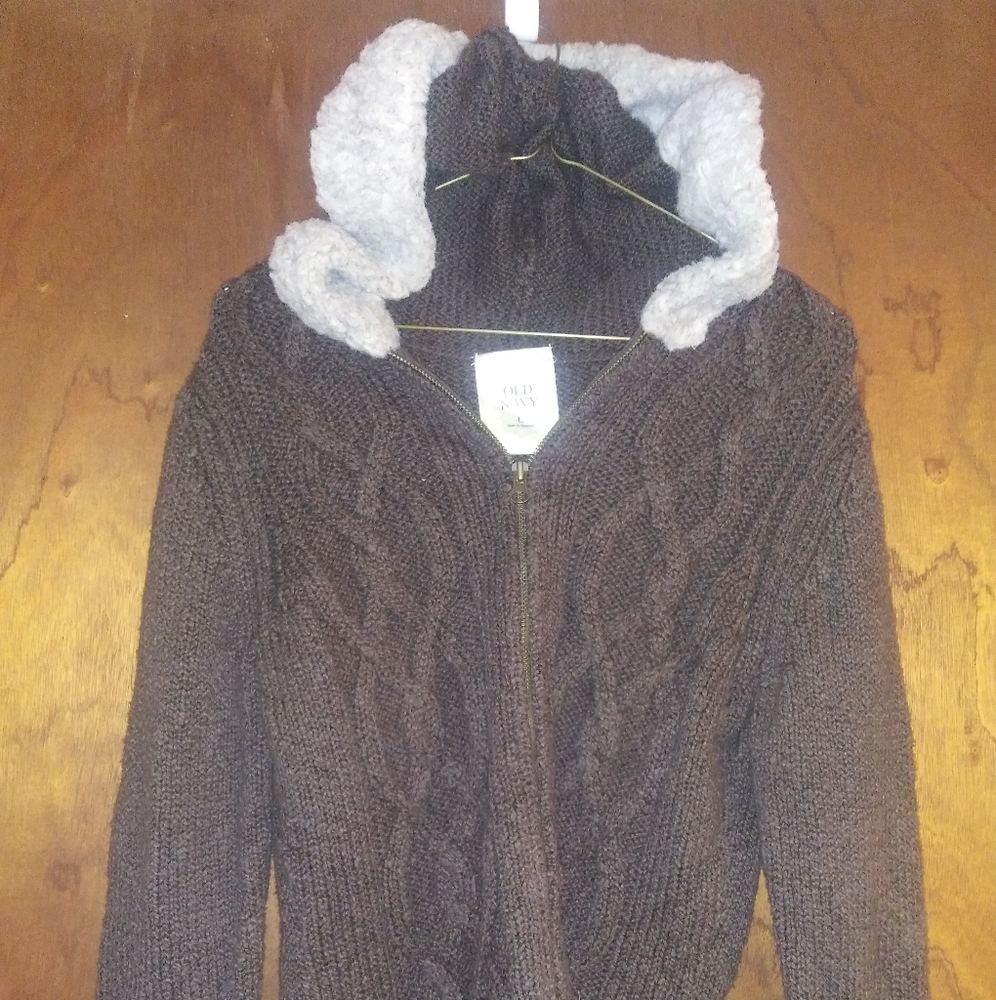 Women's Large hooded sweater jacket